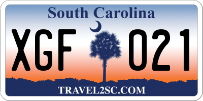 SC license plate XGF021