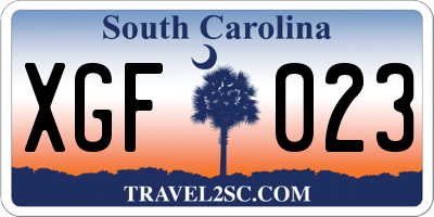 SC license plate XGF023