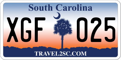 SC license plate XGF025