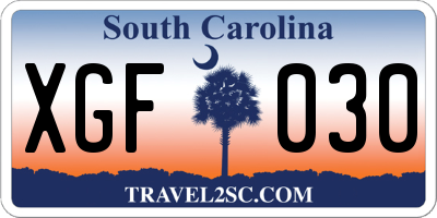 SC license plate XGF030