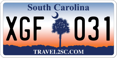 SC license plate XGF031