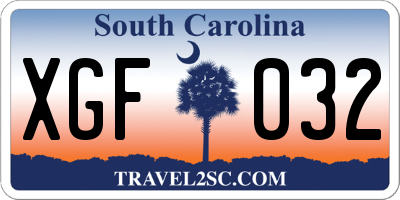 SC license plate XGF032