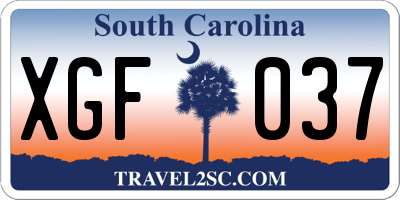 SC license plate XGF037