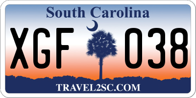 SC license plate XGF038