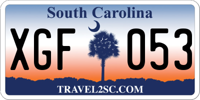 SC license plate XGF053