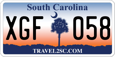 SC license plate XGF058