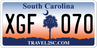 SC license plate XGF070