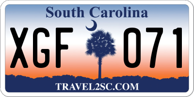 SC license plate XGF071