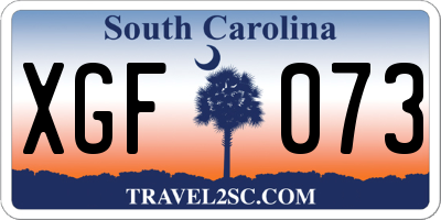 SC license plate XGF073