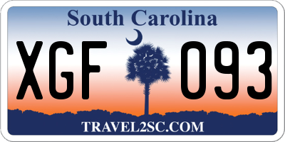 SC license plate XGF093