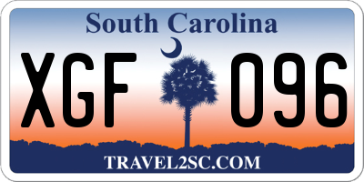 SC license plate XGF096