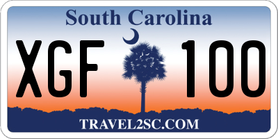 SC license plate XGF100