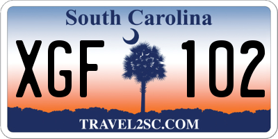 SC license plate XGF102