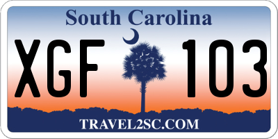 SC license plate XGF103