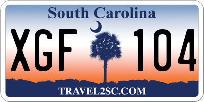 SC license plate XGF104