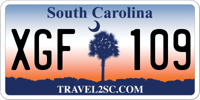 SC license plate XGF109