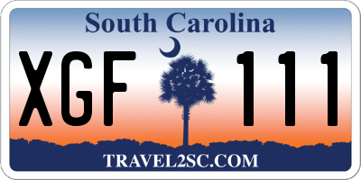 SC license plate XGF111