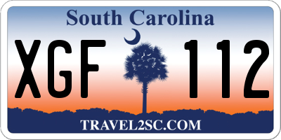 SC license plate XGF112