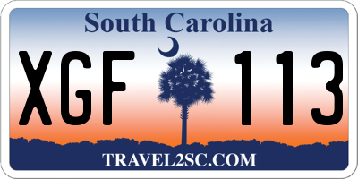 SC license plate XGF113