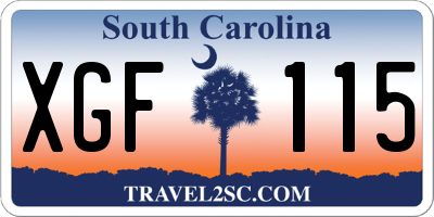 SC license plate XGF115