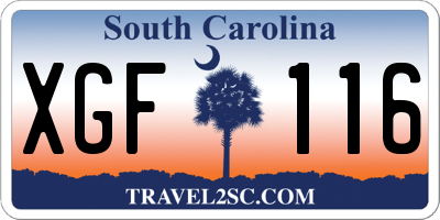 SC license plate XGF116