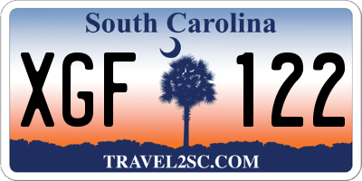 SC license plate XGF122