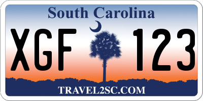 SC license plate XGF123