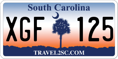 SC license plate XGF125