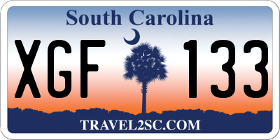 SC license plate XGF133