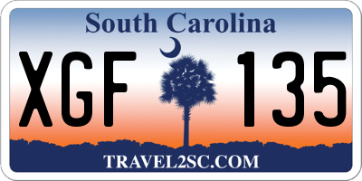 SC license plate XGF135