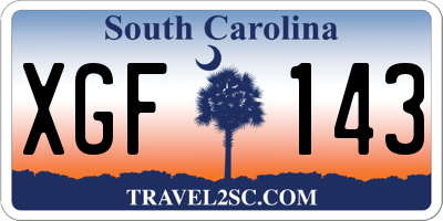 SC license plate XGF143