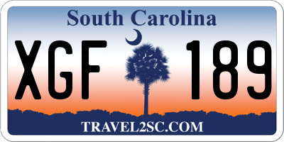 SC license plate XGF189