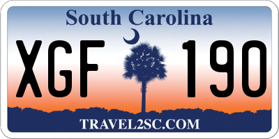 SC license plate XGF190