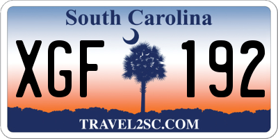 SC license plate XGF192
