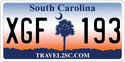 SC license plate XGF193
