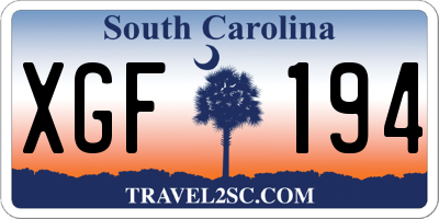 SC license plate XGF194