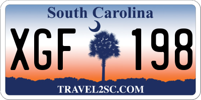 SC license plate XGF198