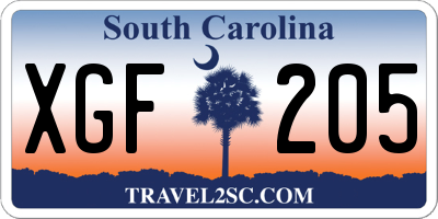 SC license plate XGF205