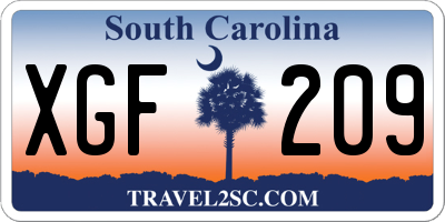 SC license plate XGF209