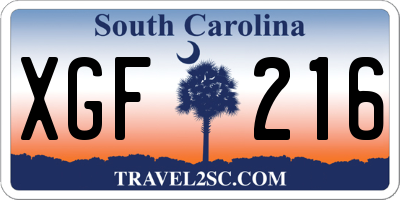 SC license plate XGF216