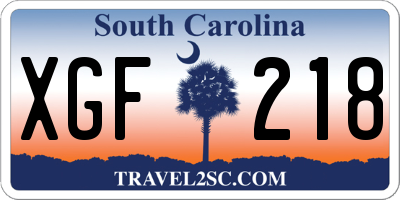 SC license plate XGF218