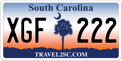 SC license plate XGF222
