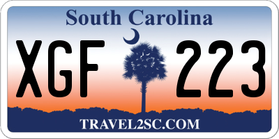 SC license plate XGF223