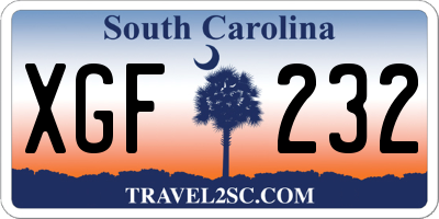 SC license plate XGF232