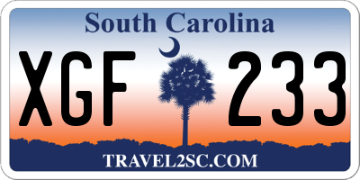 SC license plate XGF233
