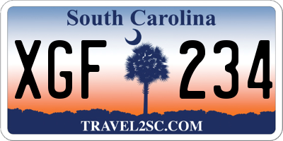 SC license plate XGF234