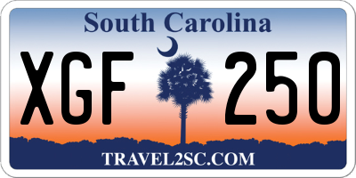 SC license plate XGF250