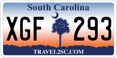 SC license plate XGF293