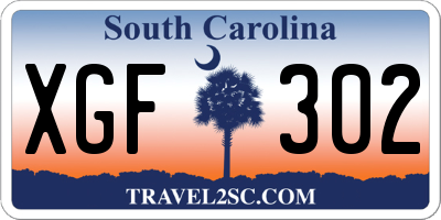 SC license plate XGF302