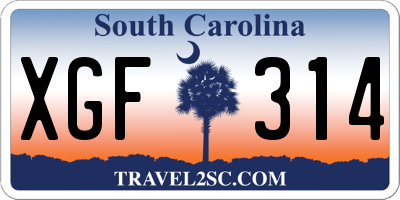 SC license plate XGF314